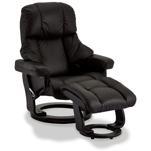 Recliner with Footstool Crown Black Leather